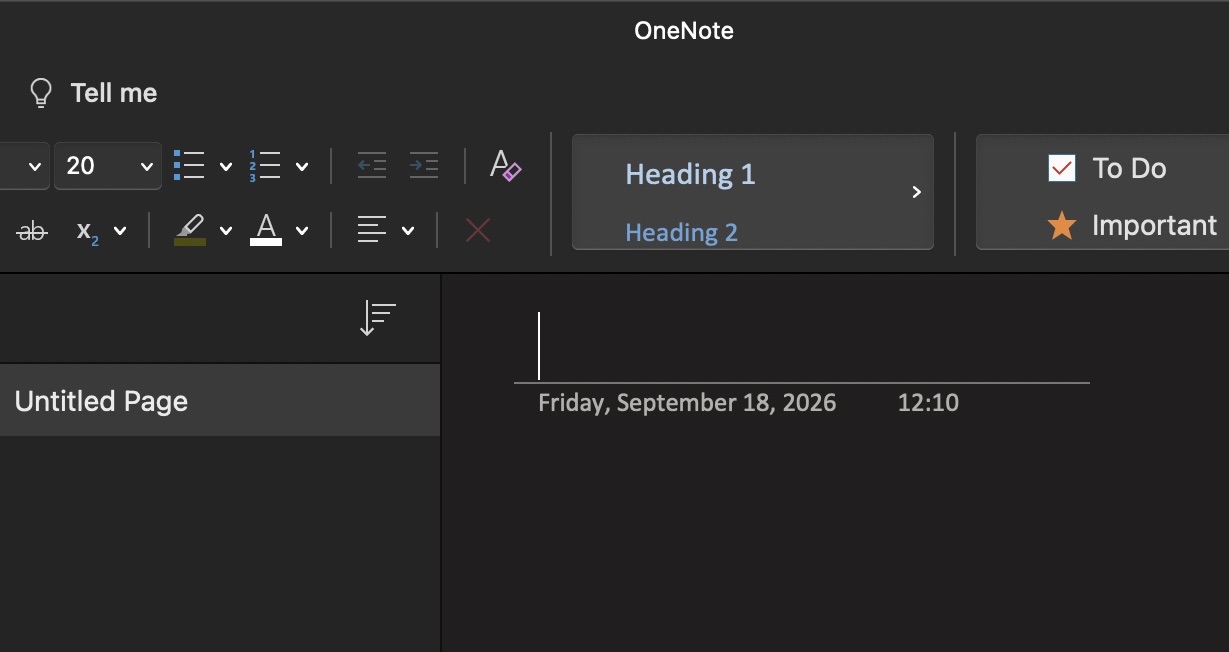 When creating a new note in OneNote, it seems you have to enter a title