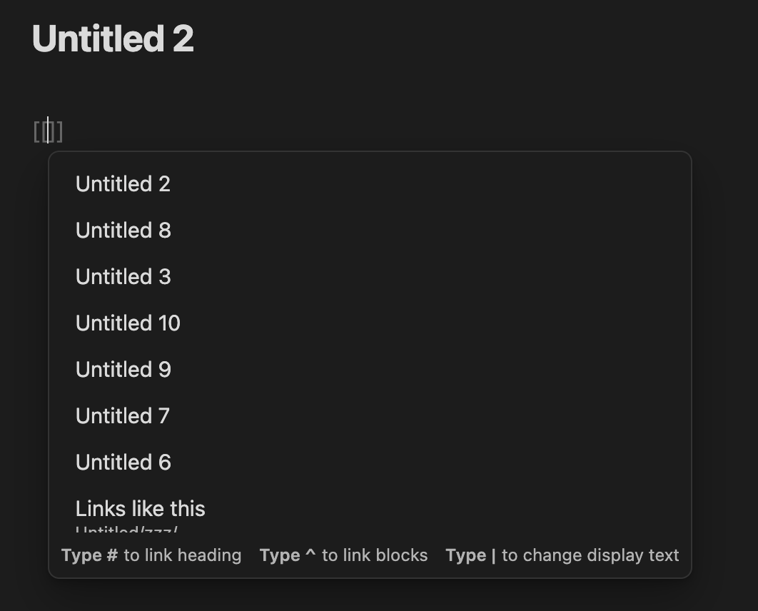 Creating a link in Obsidian: Which Untitled note was it that I put that useful information?